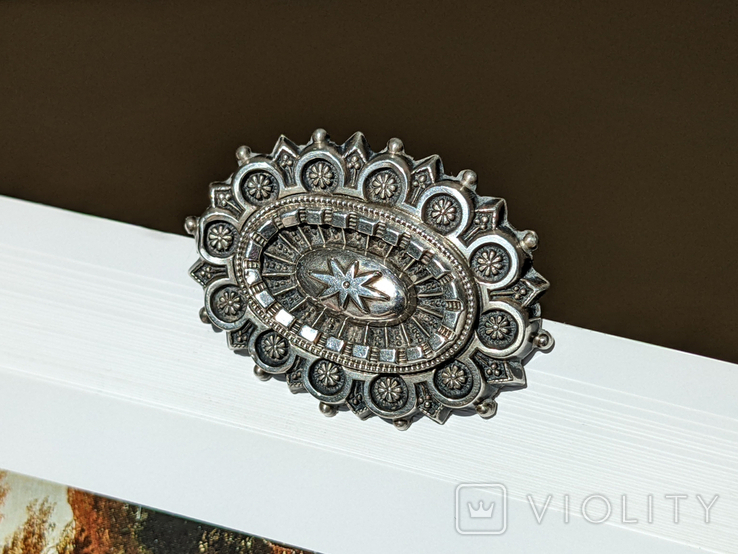Antique silver brooch Victorian England 1900s brooch antique silver, photo number 2