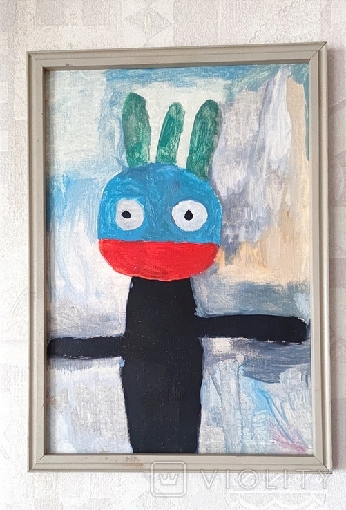 Детская картина "Чиполлино". Грунт. картон, масло. 1987 год, photo number 2
