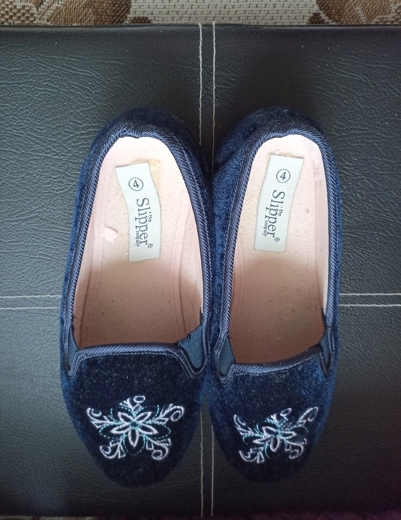 Slipper Красивые теплые велюровые женские тапки с задником т синие 23,5, photo number 6