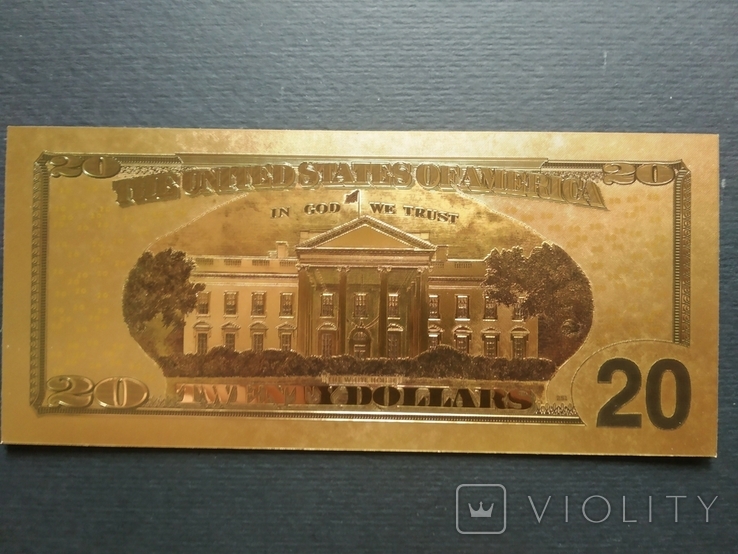 Сувенірна банкнота золота США 20 доларів - 20 доларів (зразок 2009 р.), фото №6