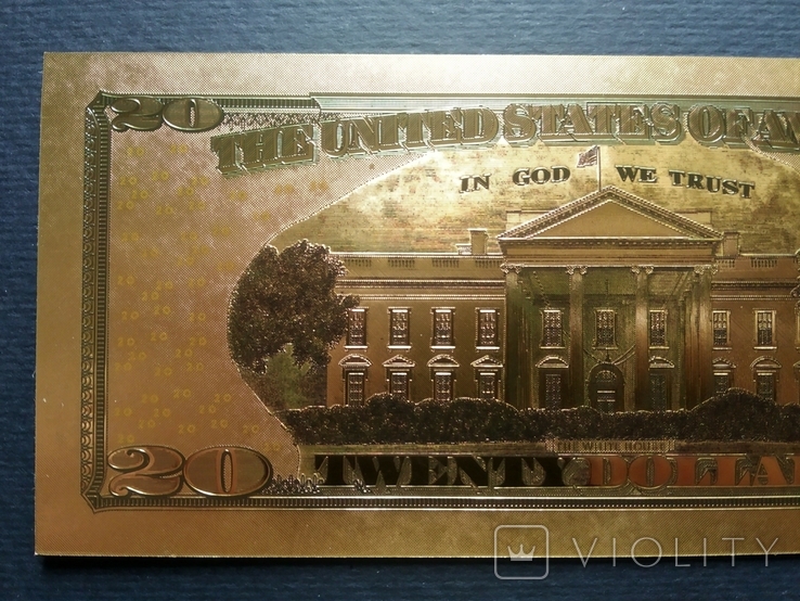 Сувенірна банкнота золота США 20 доларів - 20 доларів (зразок 2009 р.), фото №7