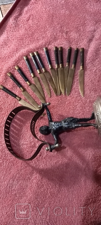 Подставка для ножей, 19 век, бронза, посеребрение, фото №6