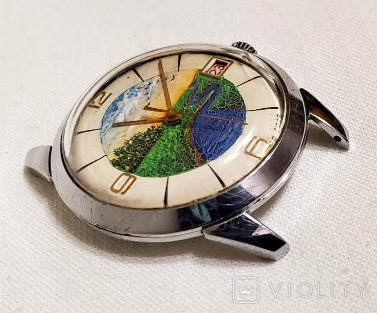 Vostok watch with a picture on the dial mechanical 2214 with a calendar ChCZZ USSR, photo number 5