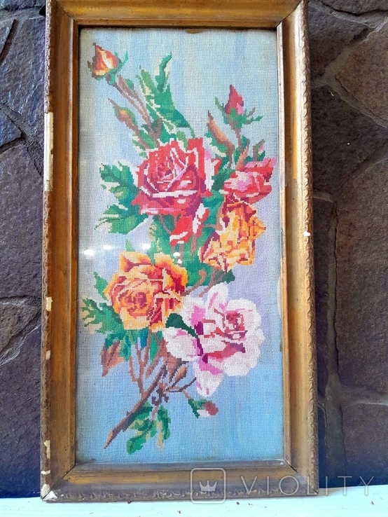 Flowers Antique Tapestry in Glass Frame 2, photo number 5