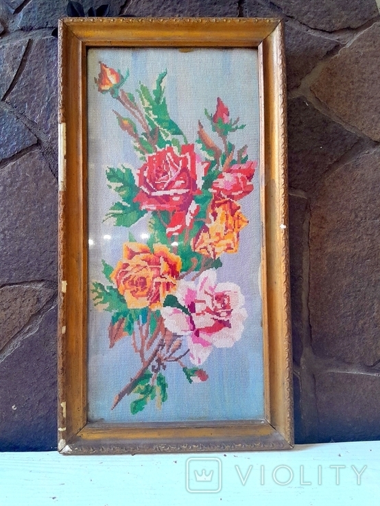 Flowers Antique Tapestry in Glass Frame 2, photo number 6