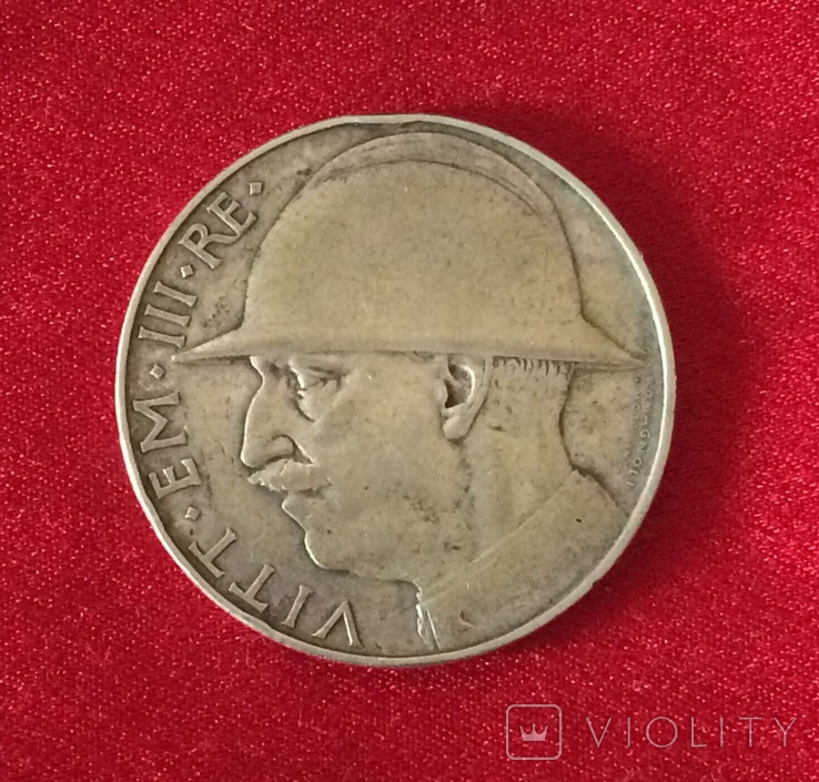 Колекційна монета 20 лір 1928 Італія, фото №2