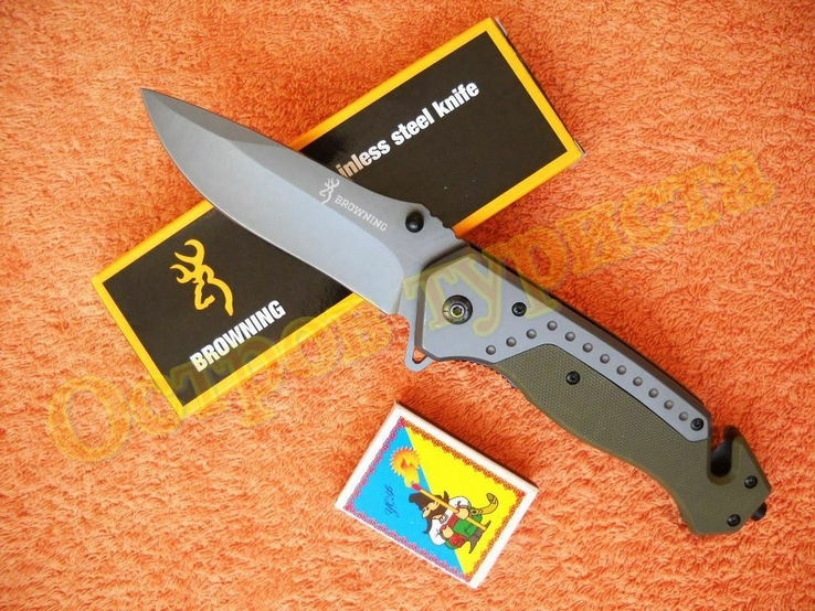 Складной тактический нож Browning DA166 Хаки стеклобой стропорез 23.5 см, фото №3
