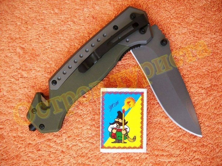 Складной тактический нож Browning DA166 Хаки стеклобой стропорез 23.5 см, фото №7