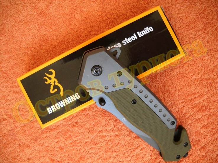 Складной тактический нож Browning DA166 Хаки стеклобой стропорез 23.5 см, фото №10