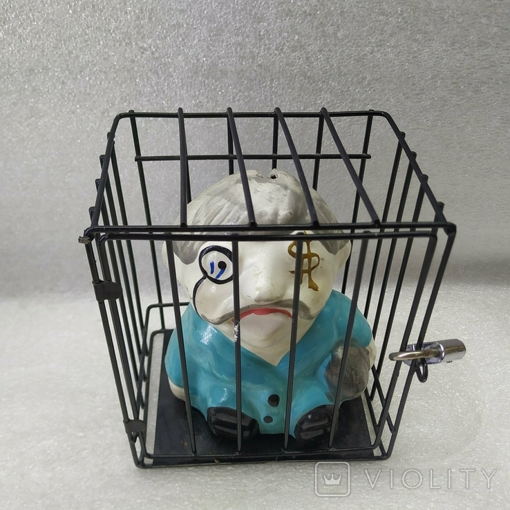 Piggy bank in a cage under lock and key., photo number 4