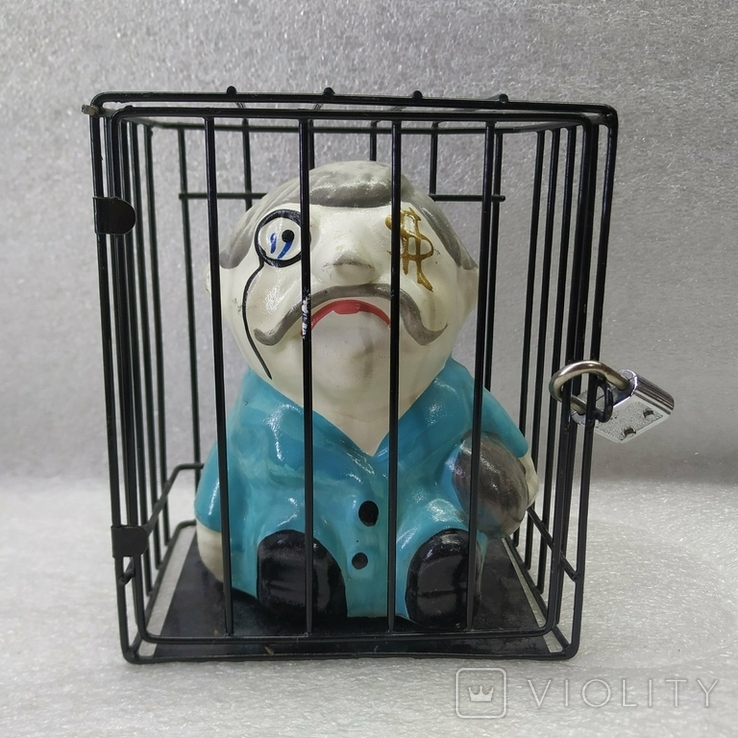 Piggy bank in a cage under lock and key., photo number 5
