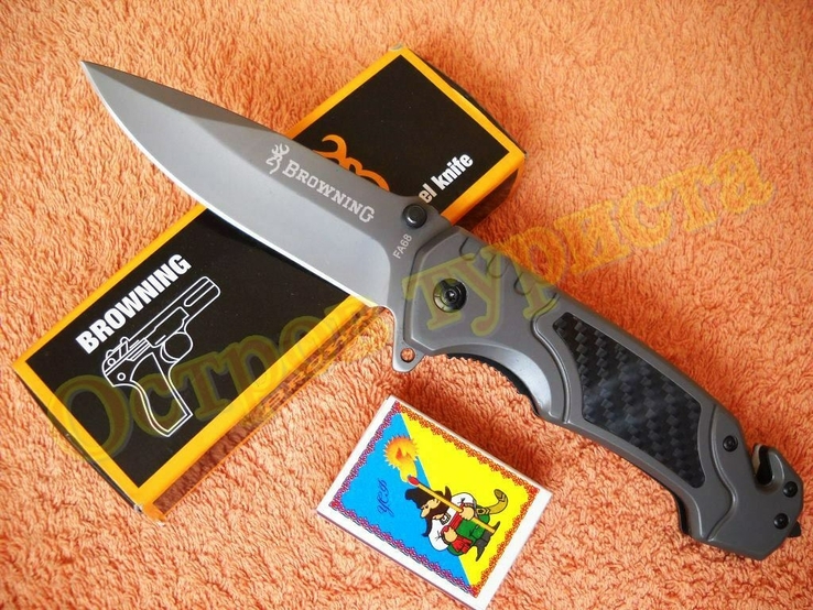Нож тактический складной Browning FA68 стропорез бита клипса 23см, фото №2