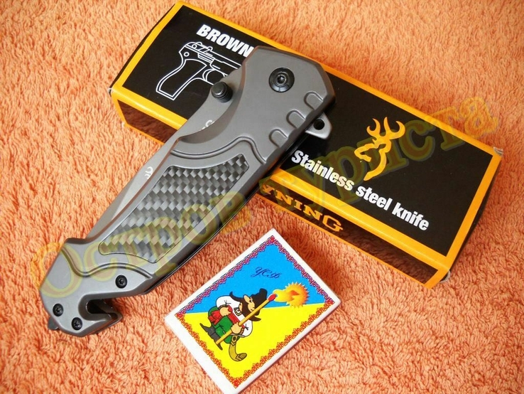 Нож тактический складной Browning FA68 стропорез бита клипса 23см, фото №8