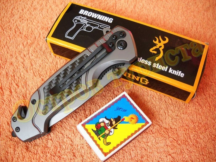 Нож тактический складной Browning FA68 стропорез бита клипса 23см, фото №9