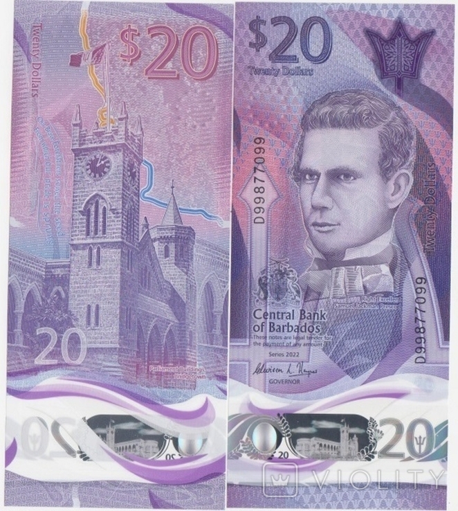 Barbados Барбадос - 20 Dollars 2022 Polymer