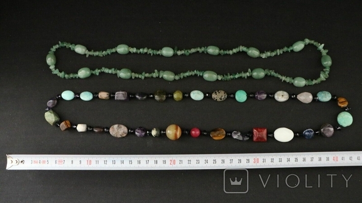 Vintage Natural Stone Necklace, Green & Colored, photo number 10