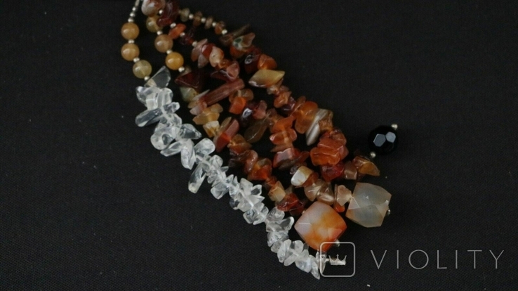 Vintage Natural Stone Necklace, Brown, photo number 7