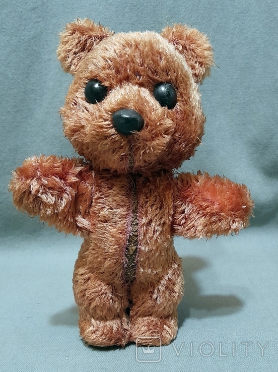 Bear Antique Toy Plush Wood Chips Neck Swivel Spring Upper Paws, photo number 2
