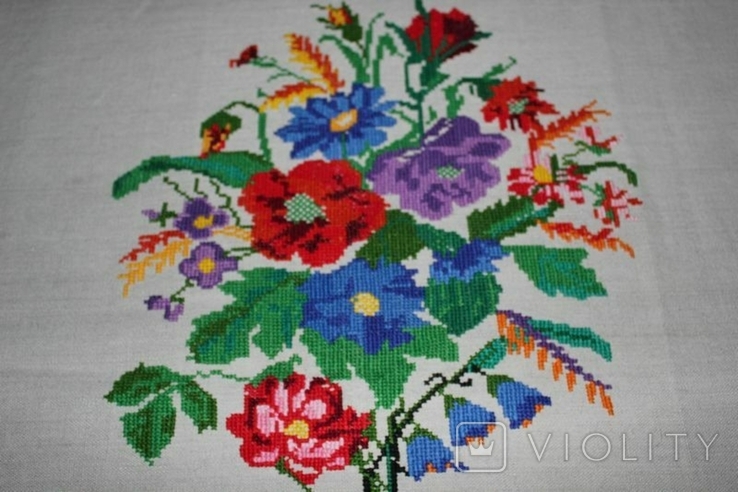Old embroidered bedspread., photo number 9