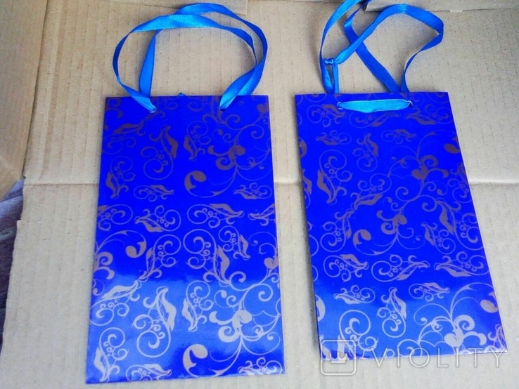 Подарочные пакетики синие 11 * 19. 2 шт, фото №2