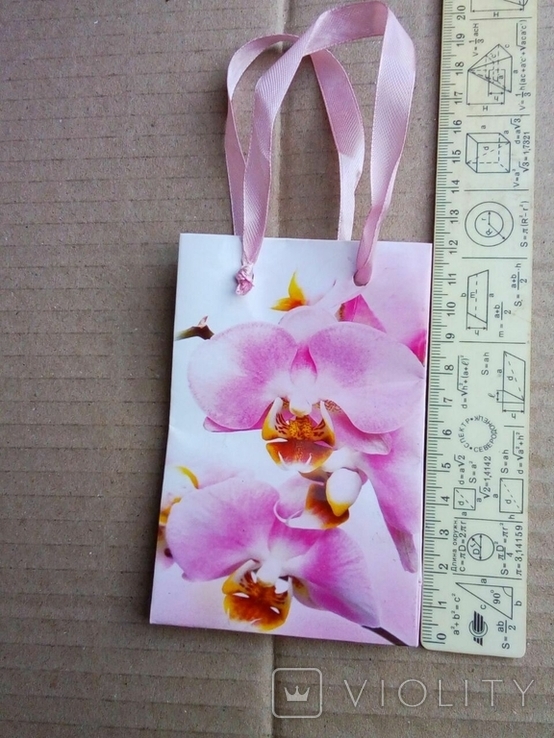 Подарочный пакетик розовая орхидея 8 * 12, фото №2
