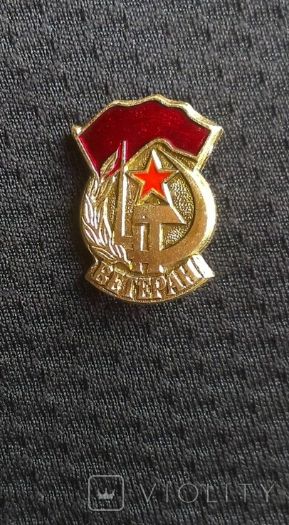 Badge Veteran Hammer Sickle Miniature, photo number 2