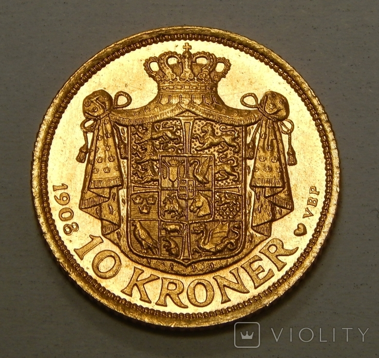 10 крон, 1908 г Дания