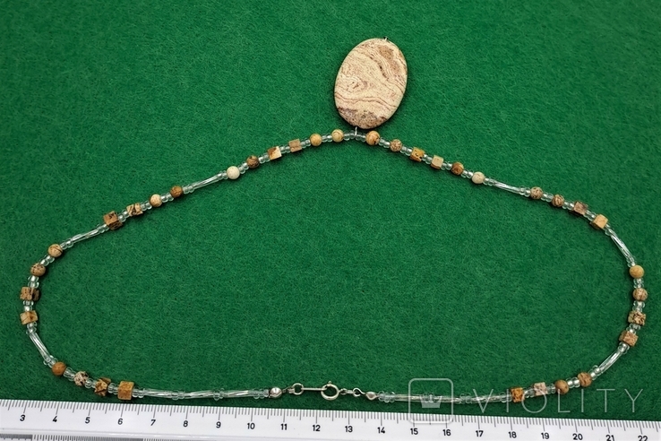 Ожерелье Кулон Яшма Сахара Серебро 925, фото №6
