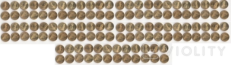 Easter Island Easter Island 5 pcs x set of 12 coins x 1 Peso 2021 ( 2022 ) Brass Moai Statues, photo number 2