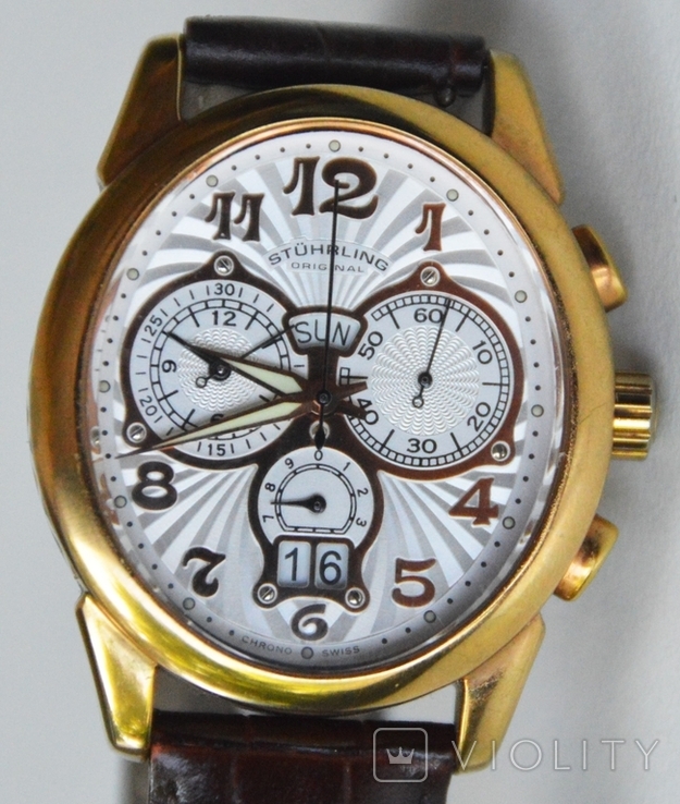 Men's wristwatches firm Sthrling Symphony quartz chronograph Switzerland Not worn, photo number 3