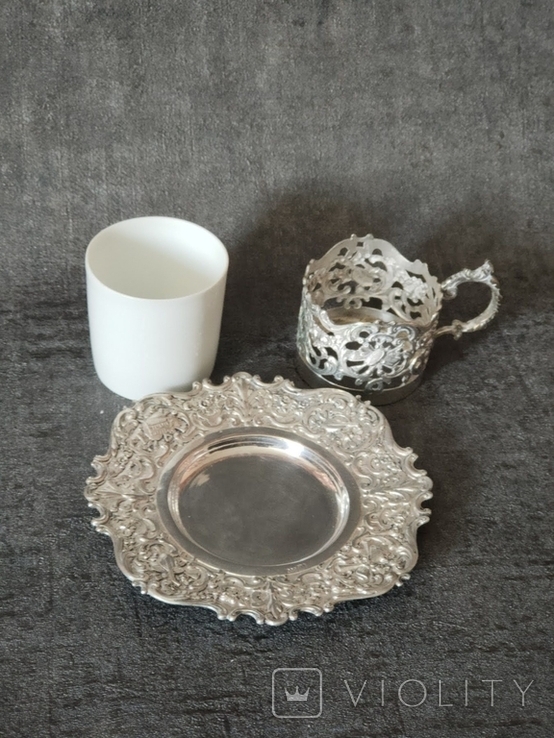 Coffee pair, silver, porcelain, Germany. (2), photo number 4