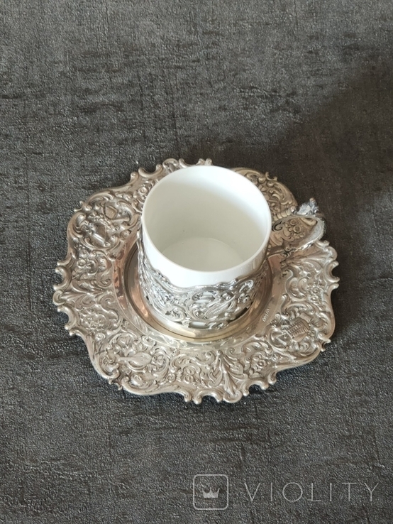 Coffee pair, silver, porcelain, Germany. (4), photo number 3