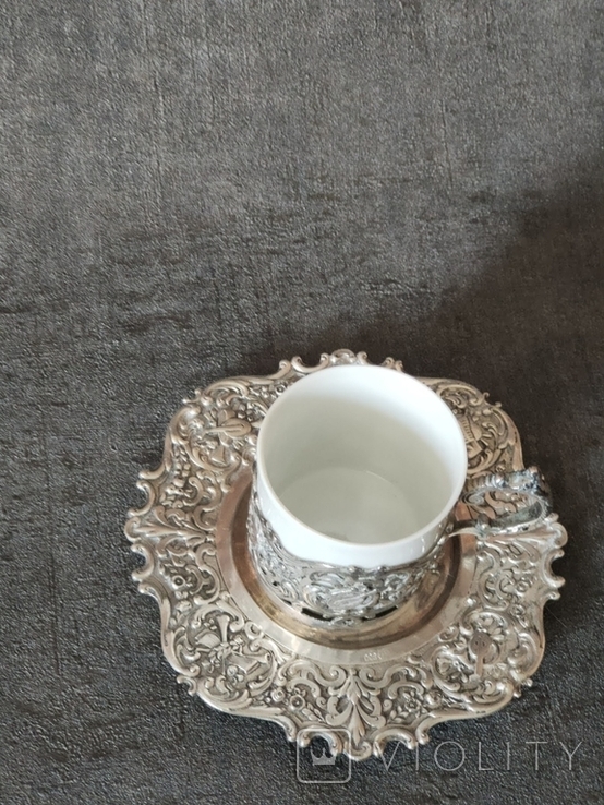 Coffee pair, silver, porcelain, Germany. (5), photo number 5