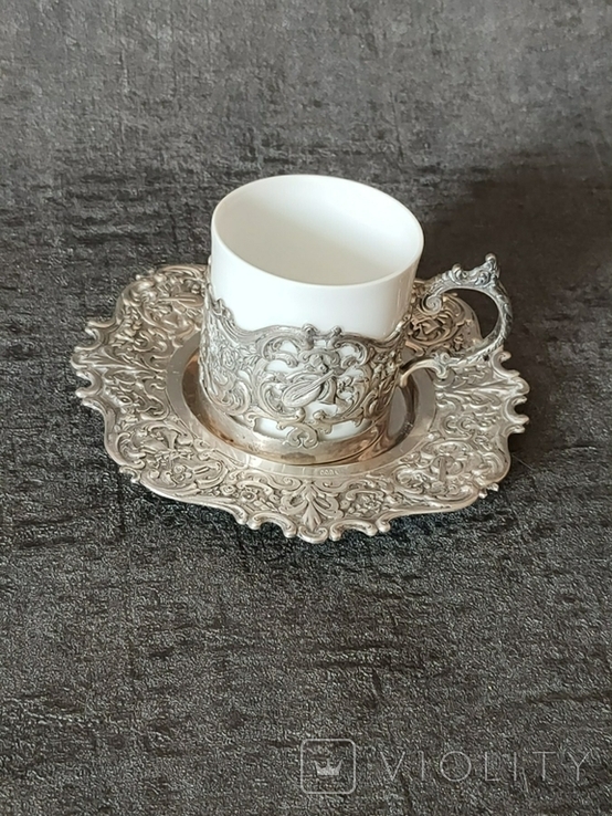 Coffee pair, silver, porcelain, Germany. (5), photo number 2