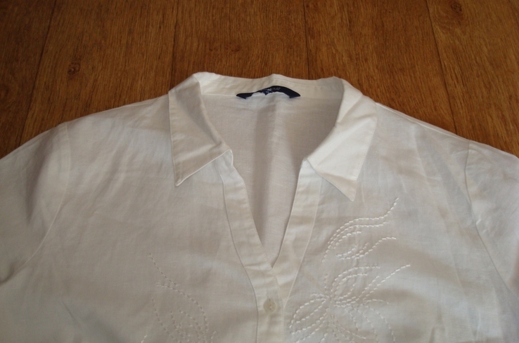 Debenhams Льняная красивая блузка рубашка женская белая с вышивкой Англия 22, numer zdjęcia 7