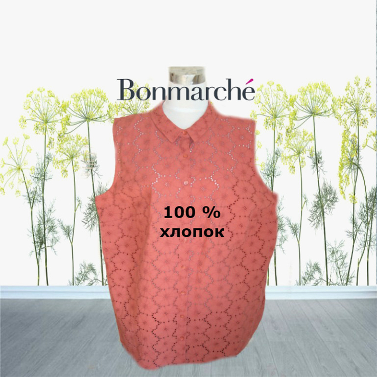 Bonmarche красивая блузка женская прошва хлопок без рукавов 22, фото №3