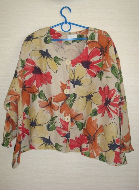 Julia стильный пиджак женский в бохо стиле лен цветочный принт, photo number 8