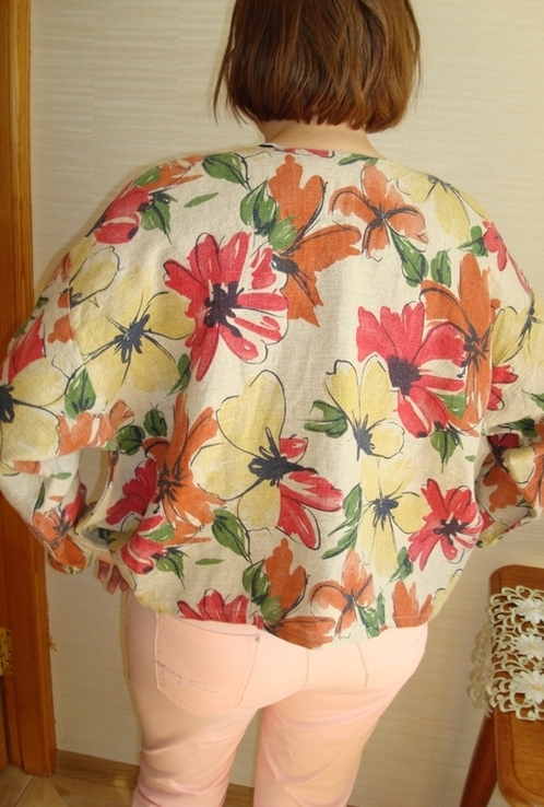 Julia стильный пиджак женский в бохо стиле лен цветочный принт, фото №11