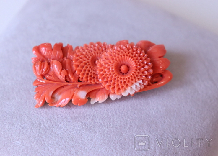 Miscellaneous Coral Brooch Japan Vintage, photo number 2
