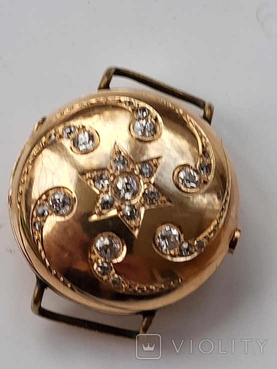 Watch Case 56 Gold with Diamonds - Star of David - 10.65gram, photo number 2