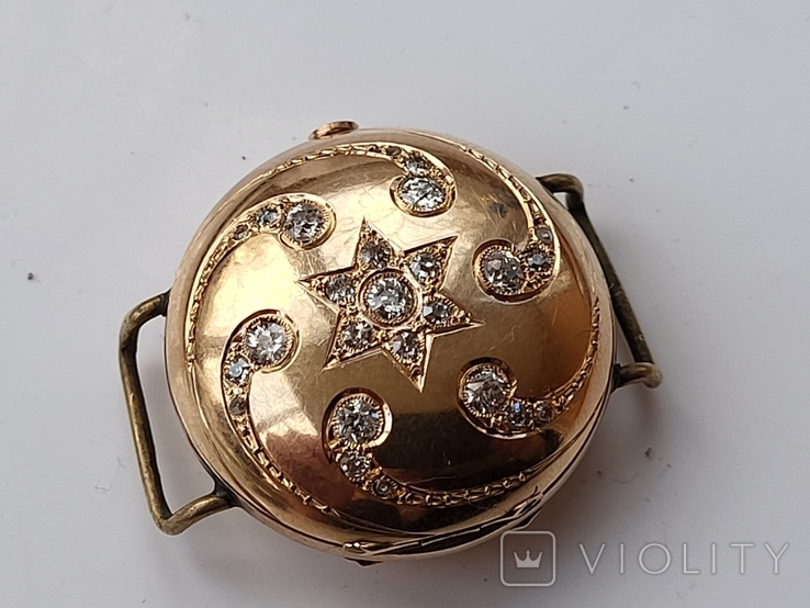Watch Case 56 Gold with Diamonds - Star of David - 10.65gram, photo number 13