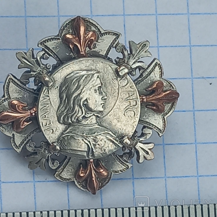 Brooch in the shape of a cross "Joan of Arc", silver, 7.3 grams, France