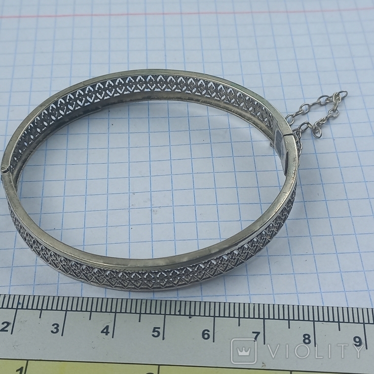 Women's hard openwork bracelet, silver, 11+ grams, France