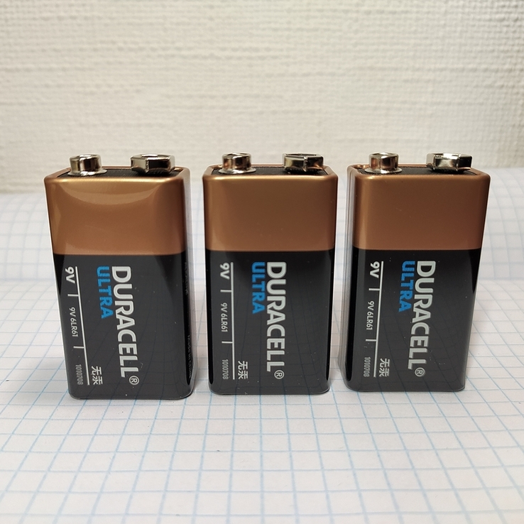 Батарейки Duracell Ultra 6LR61/9V. Три штуки., фото №2