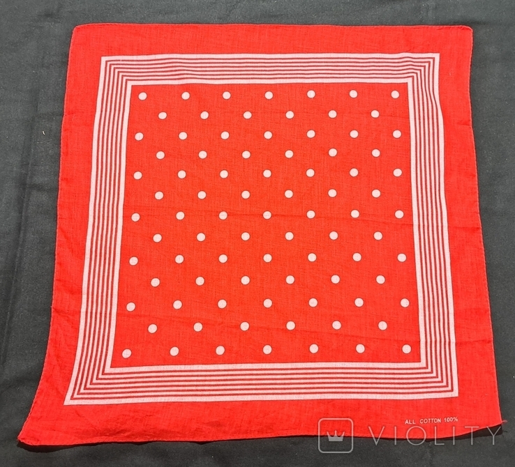 Новый платок красный в белый горох бандана 52,5/52 см, фото №2