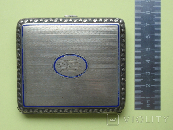 Cigarette case of the early 20th century. Cupronickel, silvering, enamel.