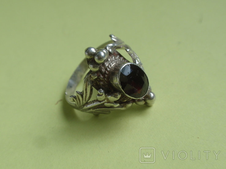 An old signet made of silver with a natural ruby., photo number 2