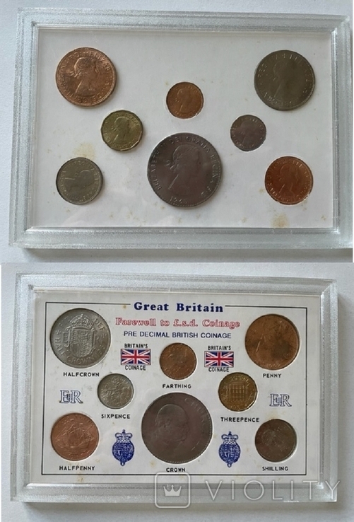 Great Britain Великобритания набор 8 монет 0,5 1 P 3 6 P 1 Sh Half 1 Crown Farth 1955-1967