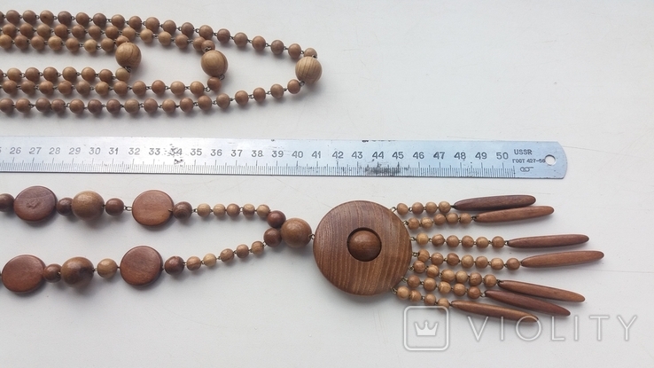 A set of necklaces with pendants made of wood., photo number 5