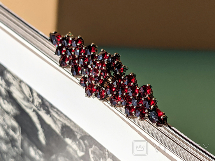 Silver brooch with garnets, brooch, vintage, pyropes, silver, grenades, photo number 3